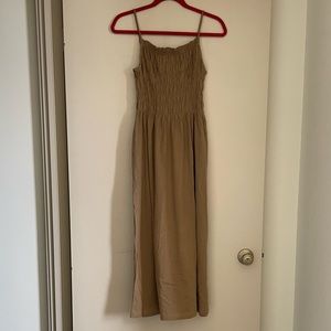 H&M Beige smocked long dress size Small